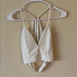 Elegant White Agaci Lace-Back Bodysuit